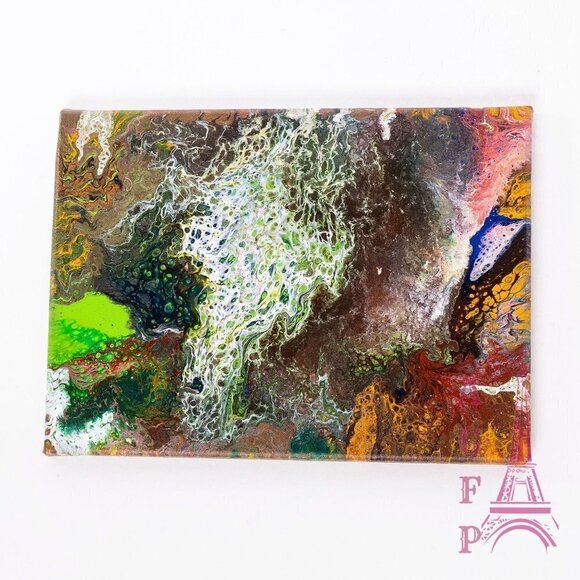 Abstract Art Acrylic pour small canvas painting wall home decor accent - Picture 1 of 6